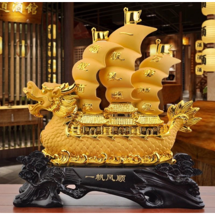 沙金龍船擺件
